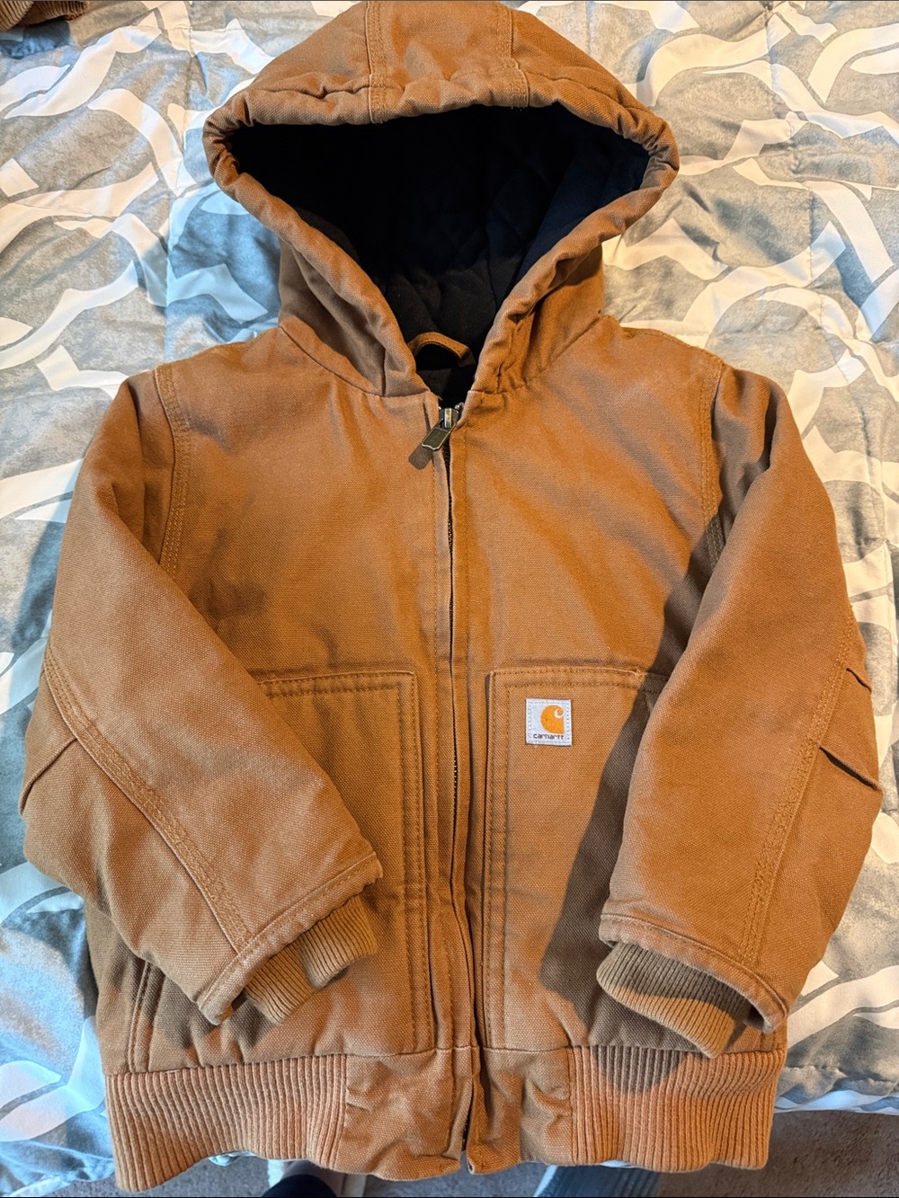 Carhartt Brown Hooded Canvas Jacket with Black Lining